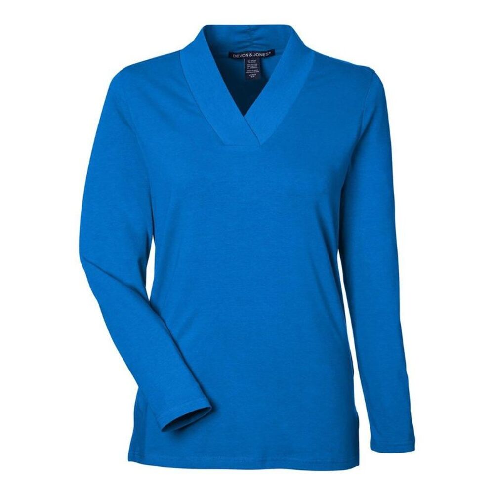 Devon & Jones Women's Raleigh Shawl Collar Knit Top / French Blue